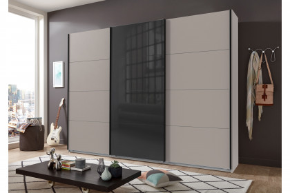 Tilburg von Wimex - Schlafzimmer-Einrichtung grau/ schwarz 3-teilig