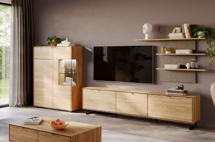 Rosa von Elfo Möbel - Wohnwand Eiche, inklusive Beleuchtung