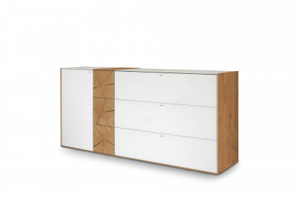 Caya von Hartmann - Sideboard Kerneiche/ Hirnholz/ Mattglas weiß