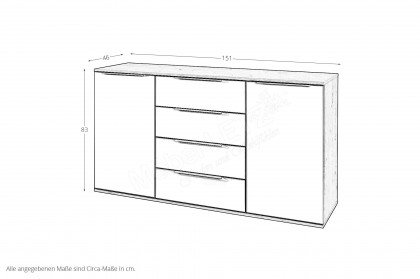 Glassystem von Disselkamp - Superkombikommode Balkeneiche - Glas seidengrau