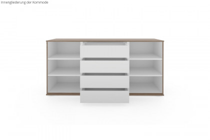 Glassystem von Disselkamp - Superkombikommode Balkeneiche - Glas seidengrau
