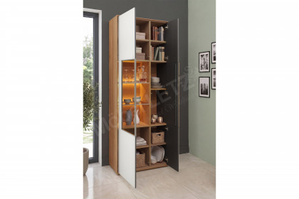 Caya von Hartmann - Vitrine 0085 W Kerneiche gebürstet/ weiß inklusive Beleuchtung