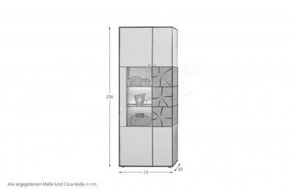 Caya von Hartmann - Vitrine 0085 W Kerneiche gebürstet/ weiß