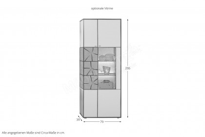 Caya von Hartmann - Vitrine 0085 W Kerneiche gebürstet/ weiß