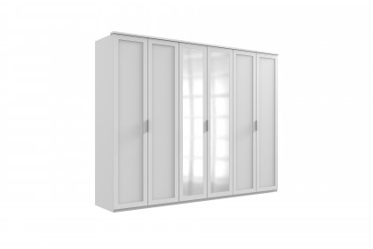 Nadja von Wimex - Drehtürenschrank 6-türig weiß mit Kranz & Spiegel