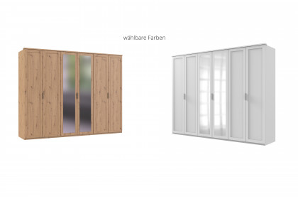 Nadja von Wimex - Drehtürenschrank 6-türig weiß mit Kranz & Spiegel