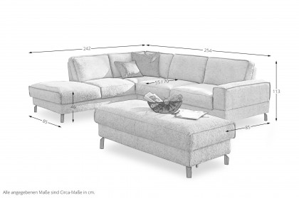 7256 von K+W Polstermöbel - Ecksofa Variante links nature