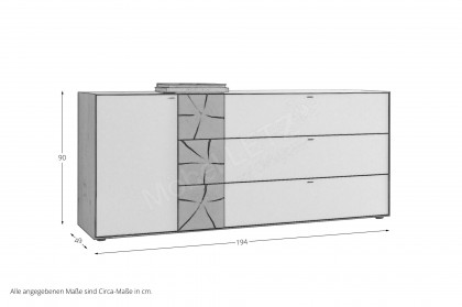 Caya von Hartmann - Sideboard Kerneiche/ Hirnholz/ Mattglas