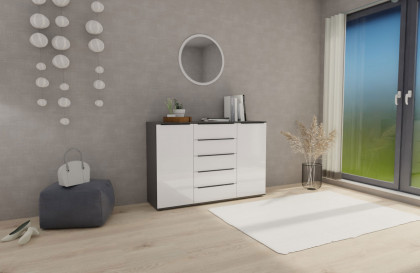 Glassystem von Disselkamp - Kommode mit 5 Schubladen & 2 Türen