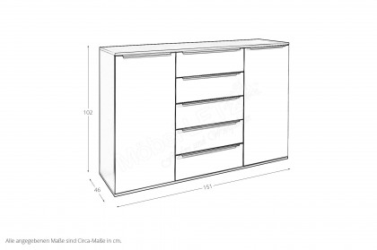 Glassystem von Disselkamp - Kommode mit 5 Schubladen & 2 Türen