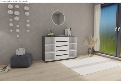 Glassystem von Disselkamp - Kommode mit 5 Schubladen & 2 Türen