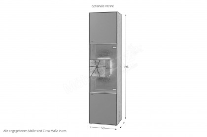Caya von Hartmann - Vitrine 0051 A Kerneiche gebürstet/ Mattglas anthrazit