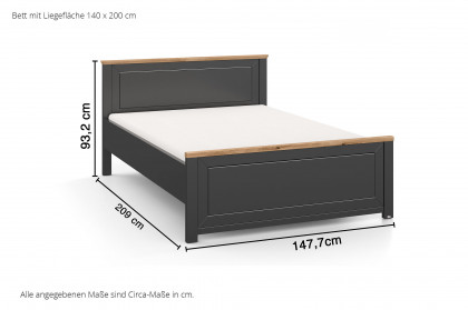York von set one by Musterring - Landhaus-Bett grau anthrazit - Eiche Artisan