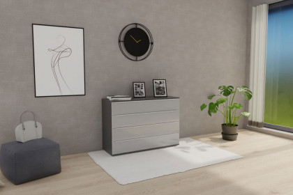 Glassystem von Disselkamp - Schubladenkommode Lack basalt/ Glas seidengrau