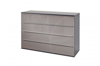 Glassystem von Disselkamp - Schubladenkommode Lack basalt/ Glas seidengrau