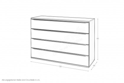 Glassystem von Disselkamp - Schubladenkommode Lack basalt/ Glas seidengrau