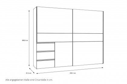 Winn 2 Spiegel von Forte - weißer Schwebetürenschrank mit Schubladen & Spiegel
