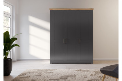 York von set one by Musterring - 3-türiger Landhaus-Schrank grau anthrazit