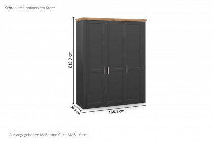 York von set one by Musterring - 3-türiger Landhaus-Schrank grau anthrazit