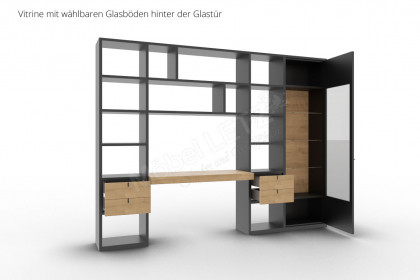Kara-System von Musterring - Wohnregal mit Schreibtischplatte