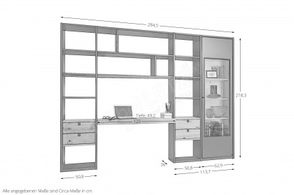 Kara-System von Musterring - Wohnregal mit Schreibtischplatte