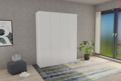 Glassystem von Disselkamp - Drehtürenschrank 4-türig Lack/ Glas weiß