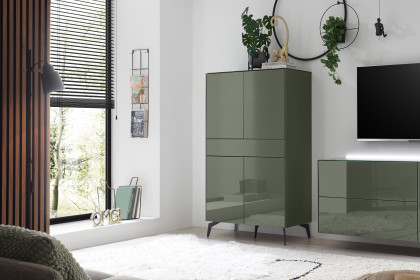 Colors von Mäusbacher - Highboard mit Metallfüße Glas olivgrün