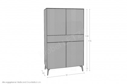 Colors von Mäusbacher - Highboard mit Metallfüße Glas olivgrün