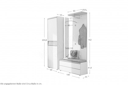 Luis von Sudbrock - Garderobenset in Magnolia/ Eiche sahara