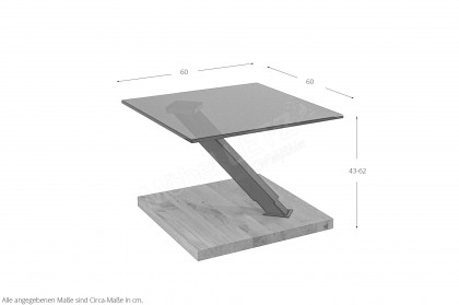 Mars K691 von Ronald Schmitt - Couchtisch in Parsolglas/ Wildeiche