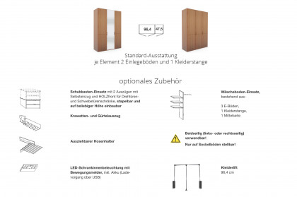 Graz von Wiemann - Schrank Erle teilmassiv mit Spiegel