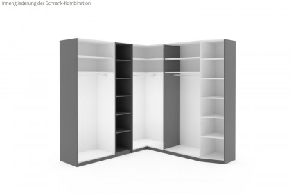 Glassystem von Disselkamp - Eckschrank-Kombination Lack basalt - Glas weiß