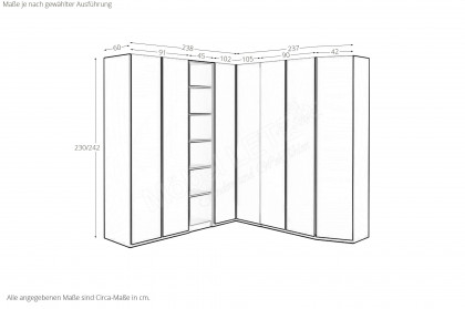 Glassystem von Disselkamp - Eckschrank-Kombination Lack basalt - Glas weiß