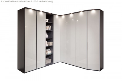 Glassystem von Disselkamp - Eckschrank-Kombination Lack basalt - Glas weiß