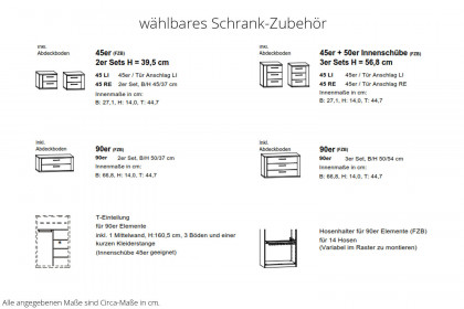 Glassystem von Disselkamp - Eckschrank-Kombination Lack basalt - Glas weiß
