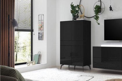 Colors von Mäusbacher - Highboard Glas schwarz mit Metallfüßen