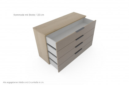 Sinfonie Plus von Staud - Großkommode mit 4 Schubkästen Artisan Eiche/ Moccaglas