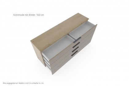 Sinfonie Plus von Staud - Großkommode mit 4 Schubkästen Artisan Eiche/ Moccaglas