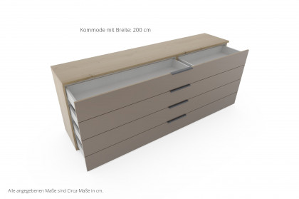 Sinfonie Plus von Staud - Großkommode mit 4 Schubkästen Artisan Eiche/ Moccaglas