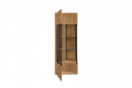 Deltona von set one by Musterring - Vitrine in Eiche mit Zierelement Sandstein