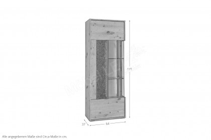 Deltona von set one by Musterring - Vitrine in Eiche mit Zierelement Sandstein