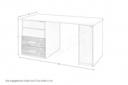 cadre.plus von Röhr-Bush - PC-Schreibtisch weiß - Eiche Votan mit Stauraum