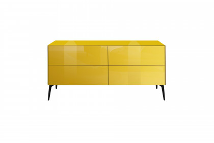 Colors von Mäusbacher - Lowboard Glas gelb mit Metallfüßen