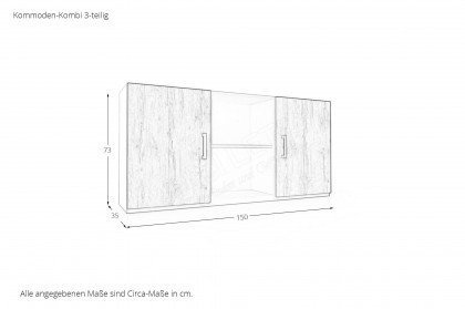 cadre.plus von Röhr-Bush - Kommodenkombi 3-teilig weiß - Eiche Votan