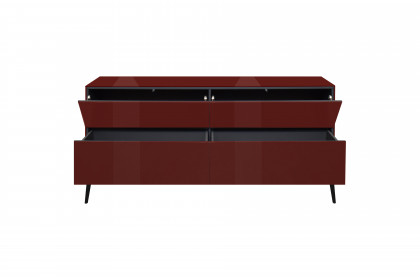 Colors von Mäusbacher - Lowboard 022 Glas bordeauxrot mit Metallfüßen