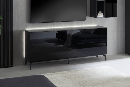 Colors von Mäusbacher - Lowboard 022 Glas schwarz mit Metallfüßen