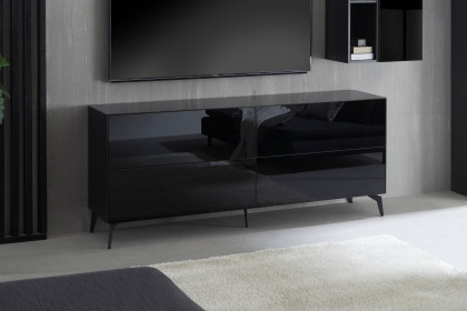 Colors von Mäusbacher - Lowboard 022 Glas schwarz mit Metallfüßen