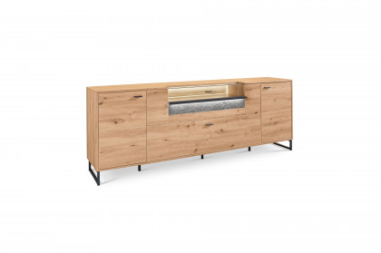 Deltona von set one by Musterring - Lowboard Eiche Artisan mit Glasausschnitt
