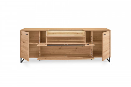 Deltona von set one by Musterring - Lowboard Eiche Artisan mit Glasausschnitt