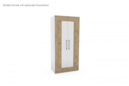 cadre.plus von Röhr-Bush - schmaler Kleiderschrank 2-türig weiß - Eiche